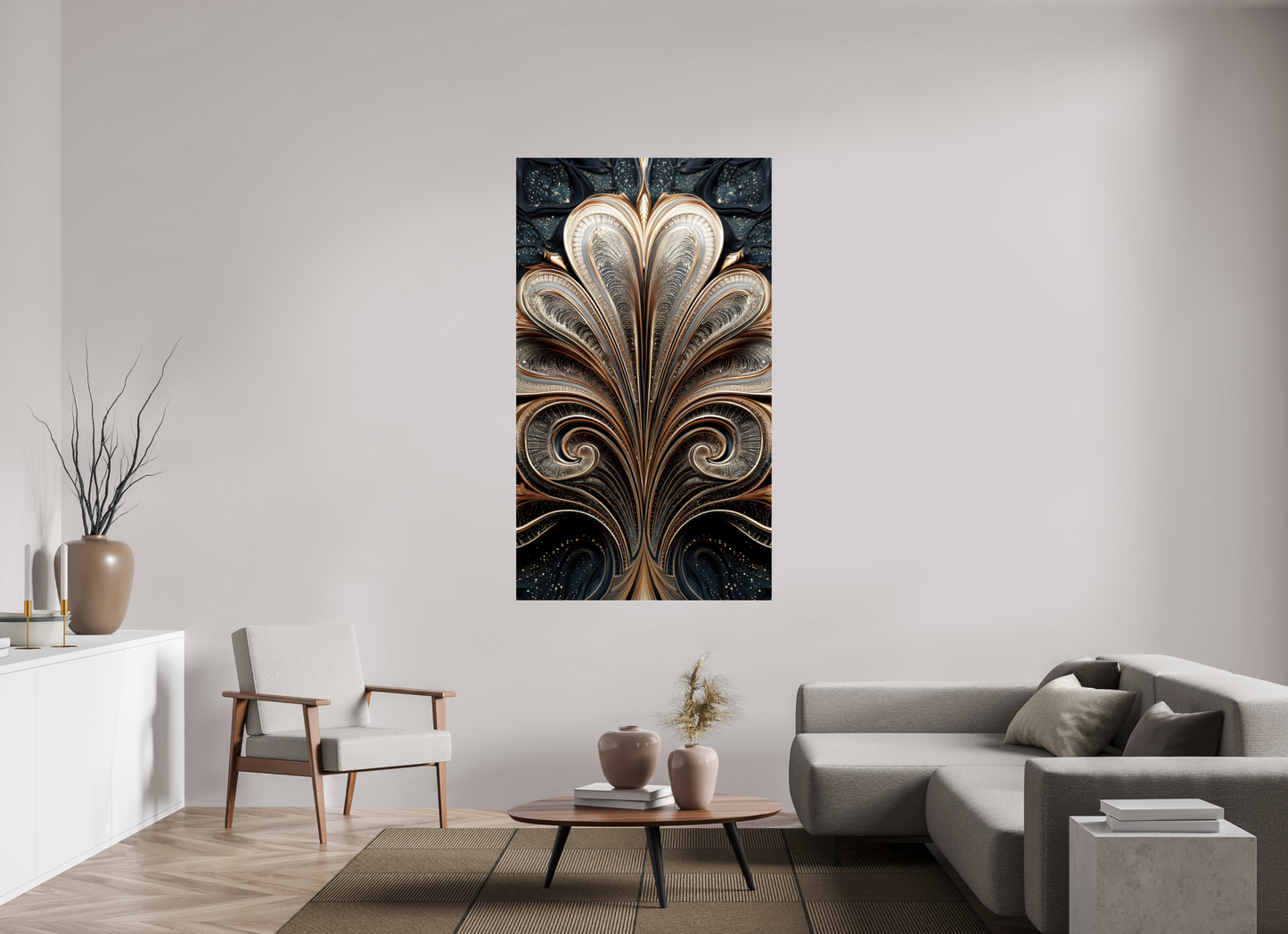 40 x 69.3″, Fine Art Print On Aluminum Dibond Art Deco Abstract Flower 4