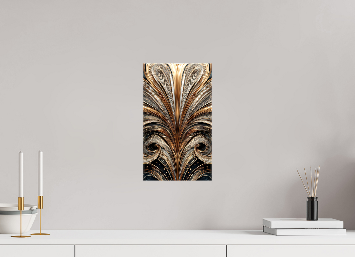 8 x 13.9″, Glossy Canvas Art Deco Abstract Flower 2
