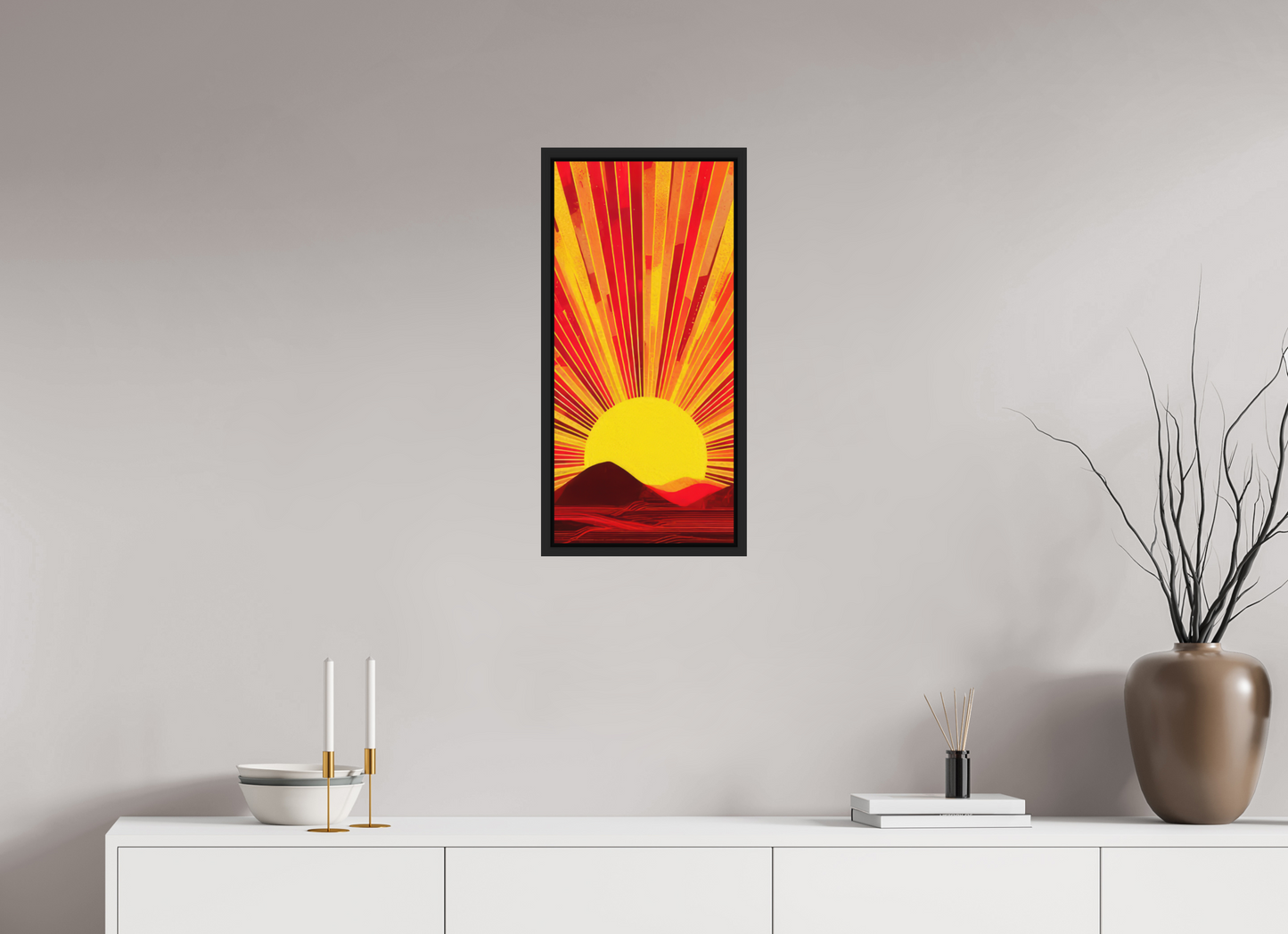 12 x 25.6″, Photo Print on Aluminum Backing with boarder Abstract Desert Sun