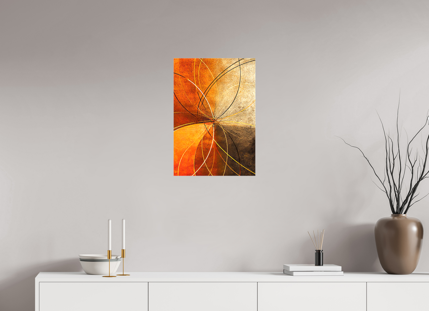 16 x 23.1″, Glossy Canvas Abstract Rust Circles