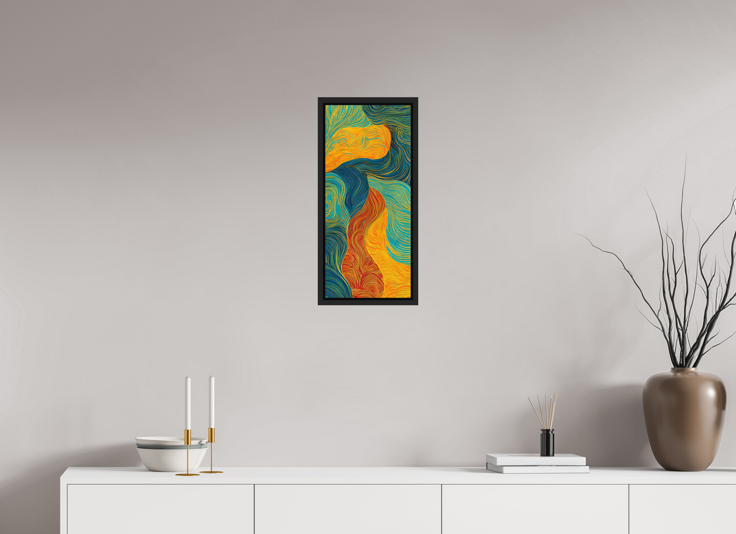 10 x 22.6″, Fine Art Print on Aluminum Dibond with Boarder Abstract Colorful Clouds