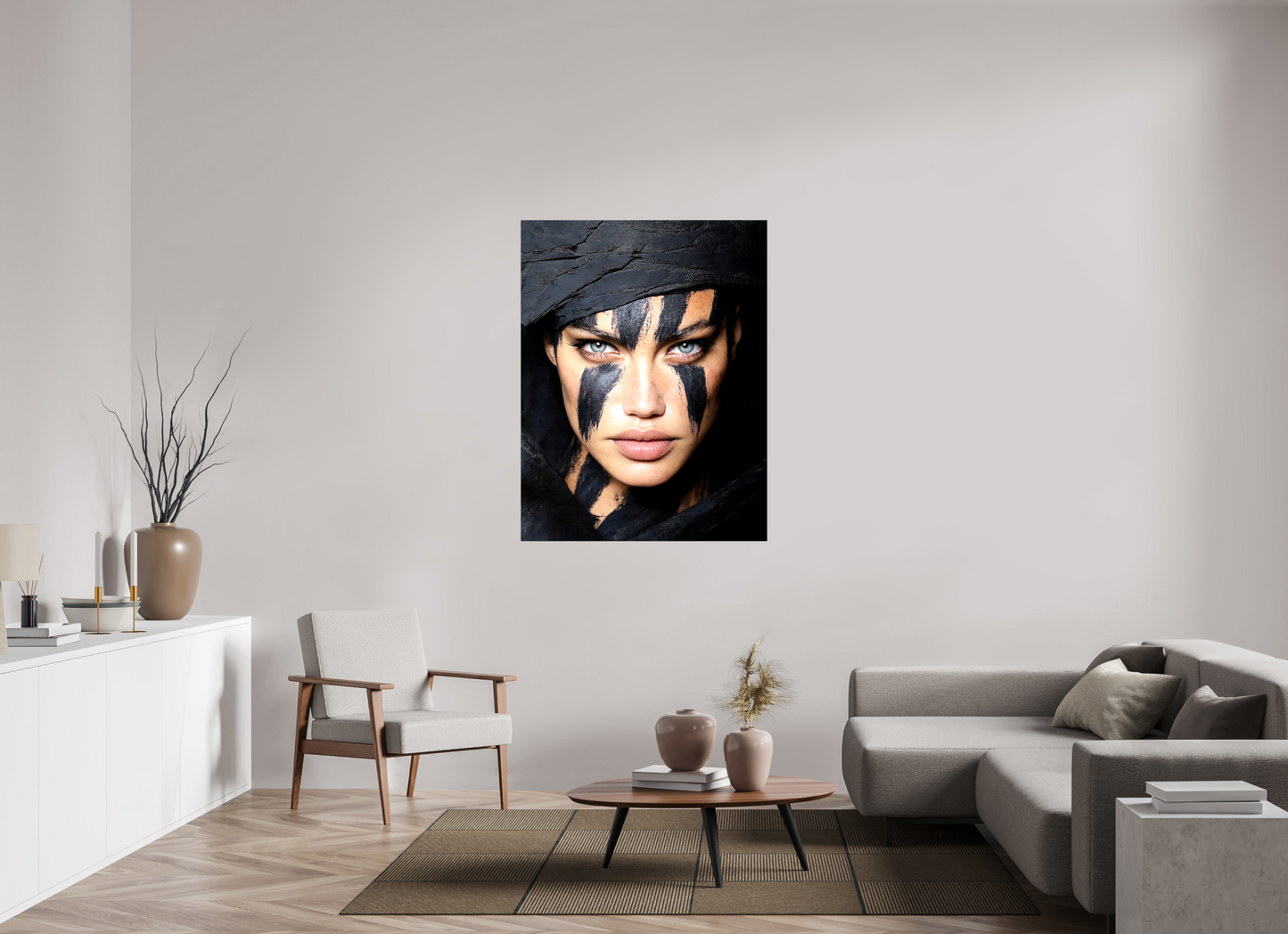 39 x 50.9″, Glossy Canvas Charcoal Woman