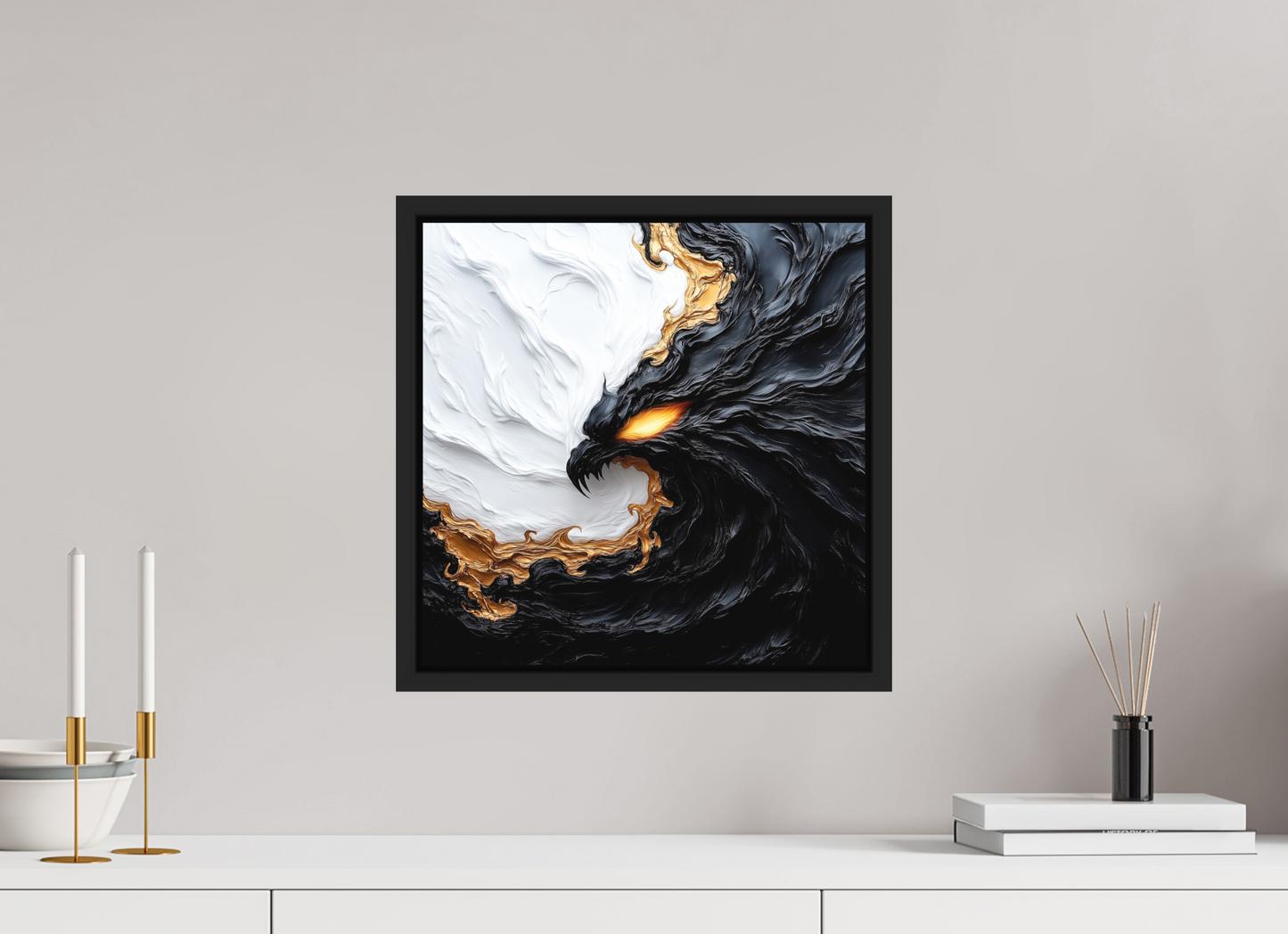 15 x 15″, Photo Print on Aluminum Backing with boarder Yin Yang Bird