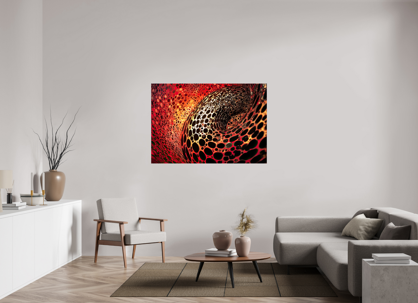 56.6 x 39″, Glossy Canvas Red Leopard