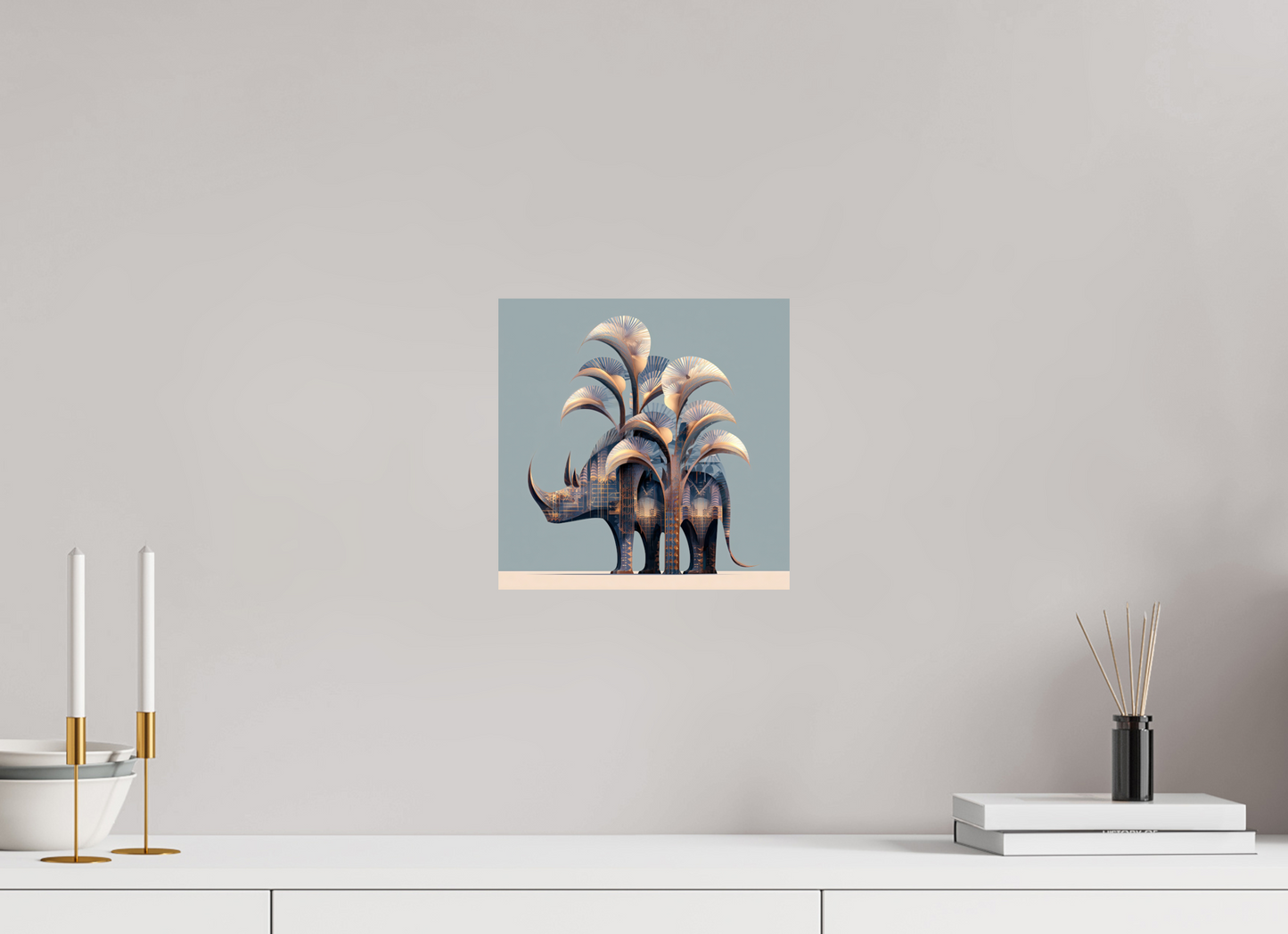 10 x 10″, Fine Art Print On Aluminum Dibond Abstract Rhino
