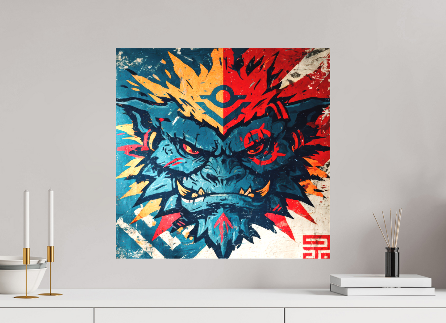 20.3 x 20″, Textile on Canvas Orge