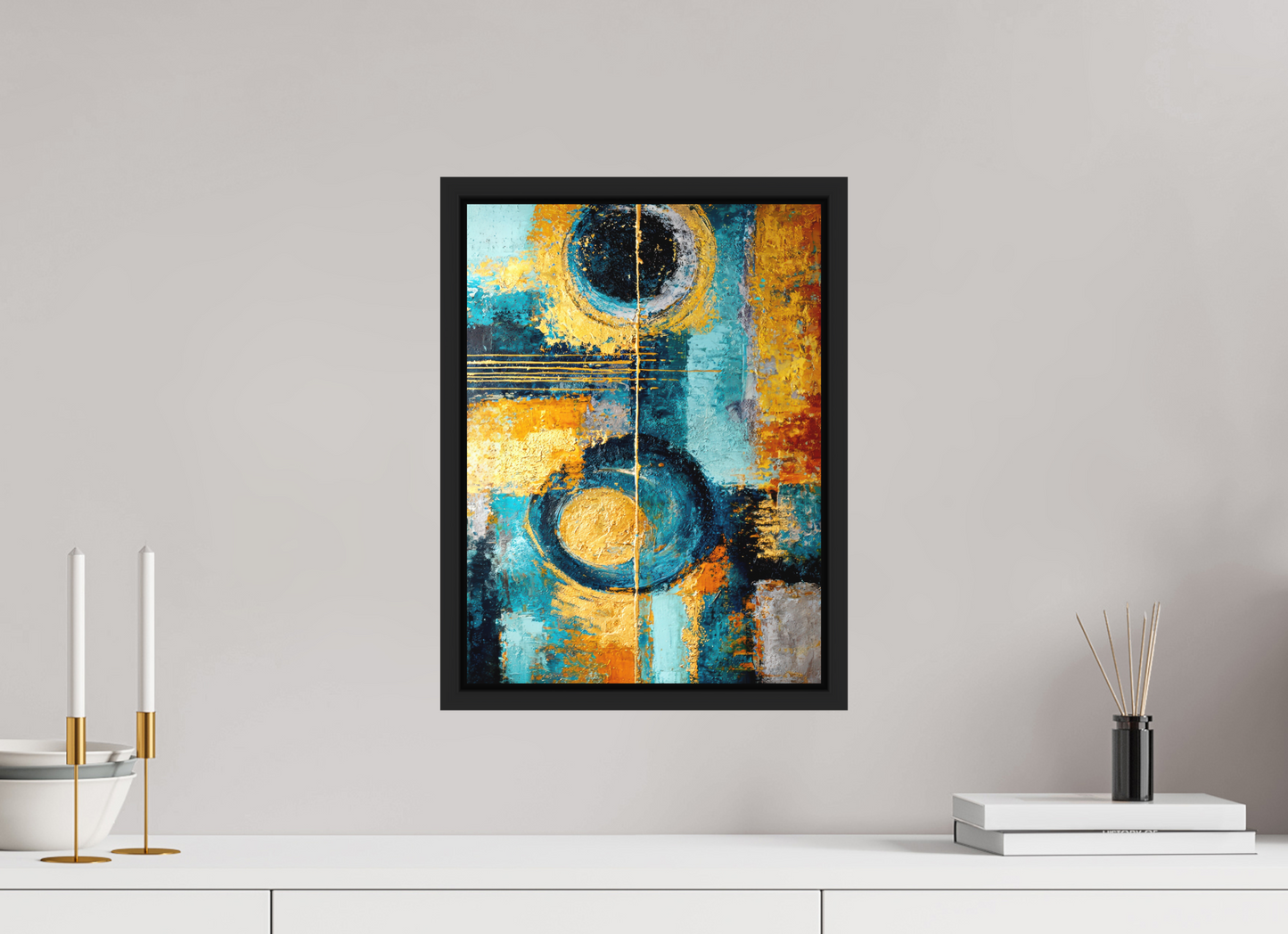 12 x 16.3″, Photo Print on Aluminum Backing with boarder Abstract Gold Paint