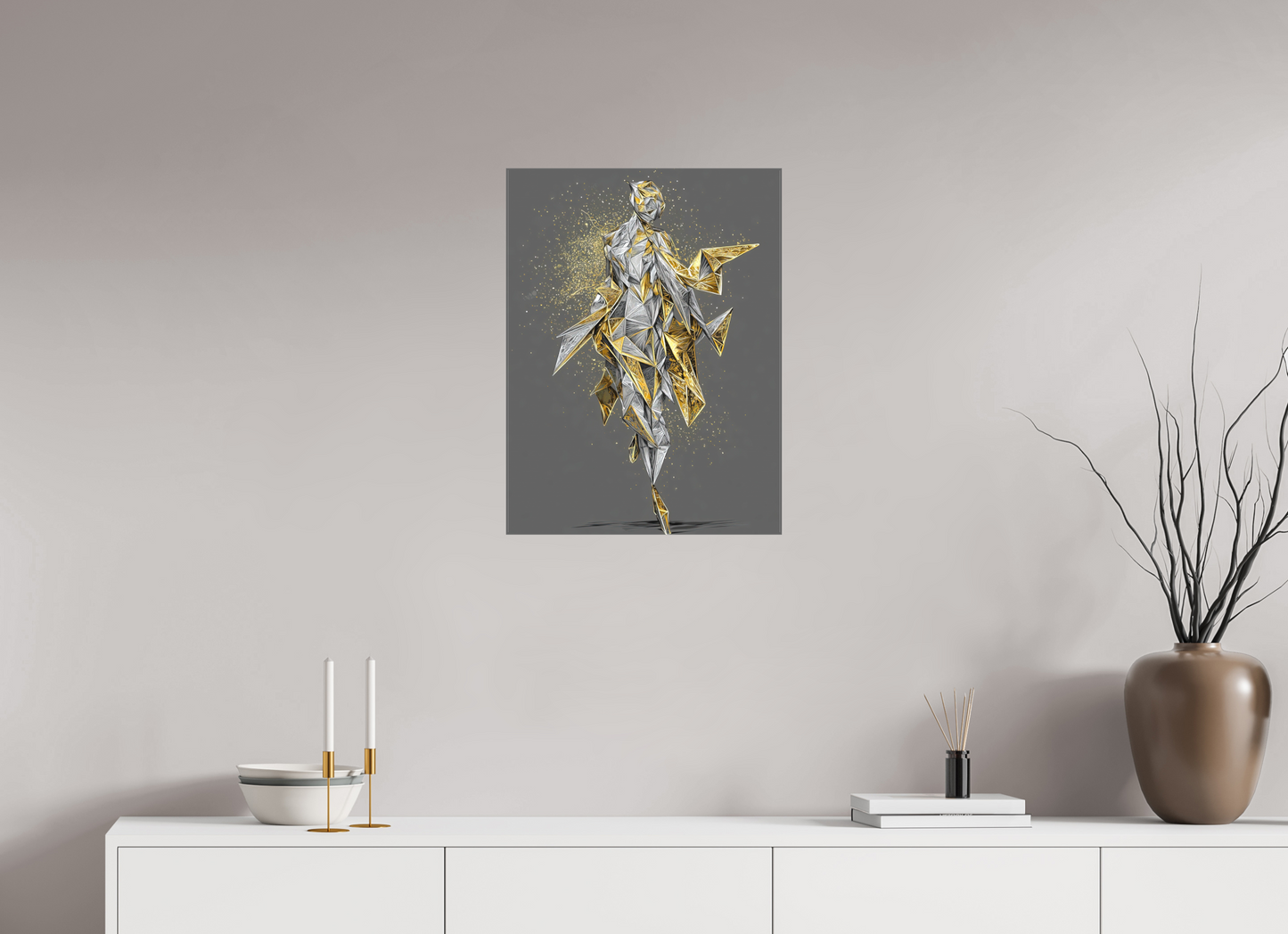 18 x 24″, Textile on Canvas Abstract Woman