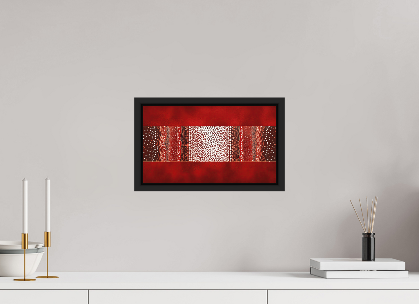 13.9 x 8″, Photo Print on Aluminum Backing with boarder Red Layers 1
