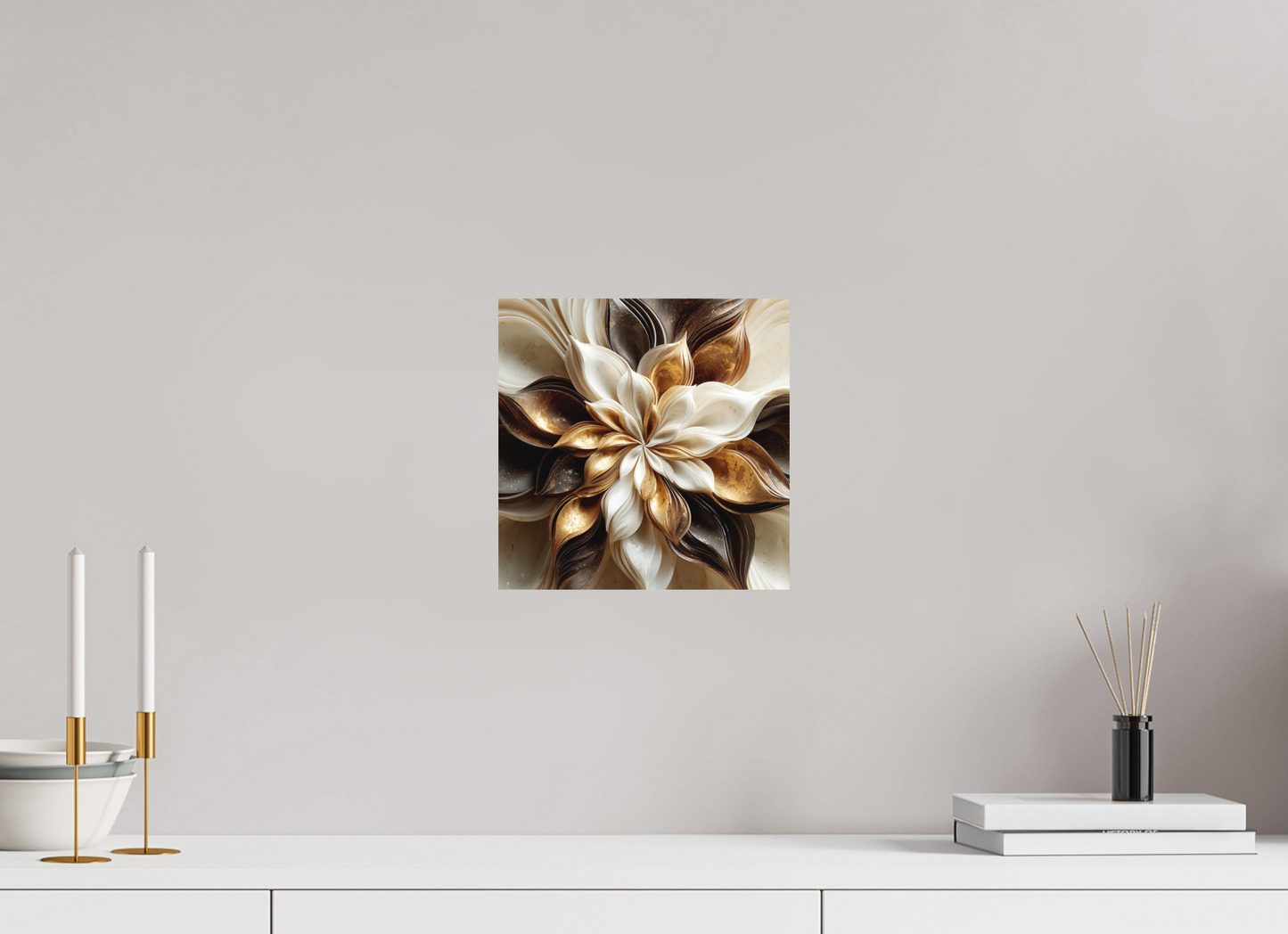10 x 10″, Photo Print on Aluminum Backing Coffee Marble Flower