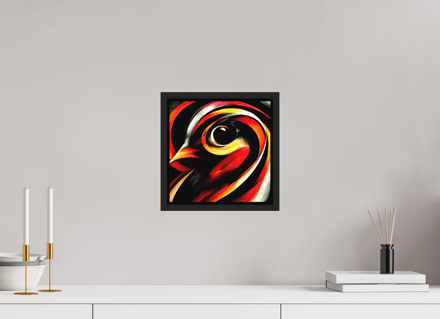 10 x 10″, Photo Print on Aluminum Backing with boarder Abstract Bird
