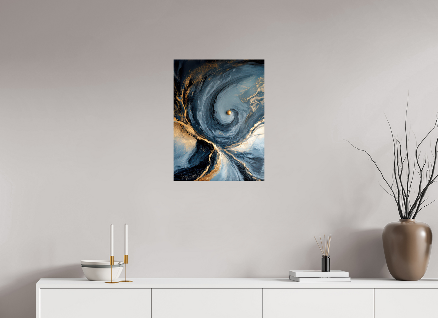 18 x 24″, Fine Art Print On Aluminum Dibond Abstract Ocean Gold