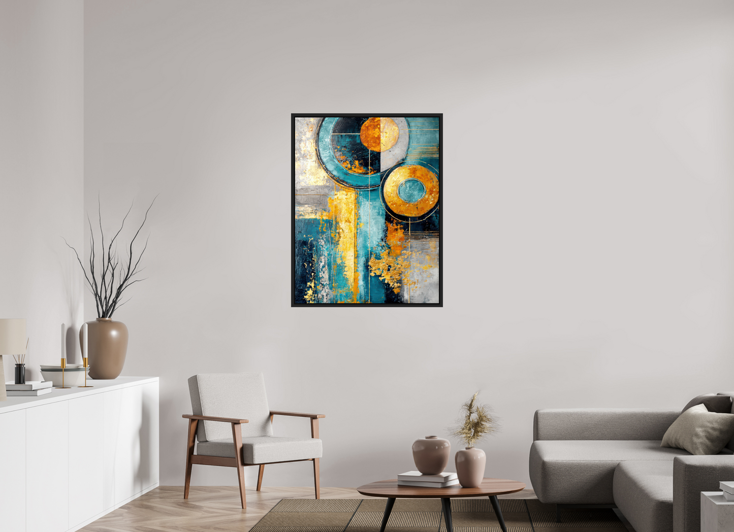 32 x 41.4″, Fine Art Print on Aluminum Dibond with Boarder Abstract Gold Paint 3