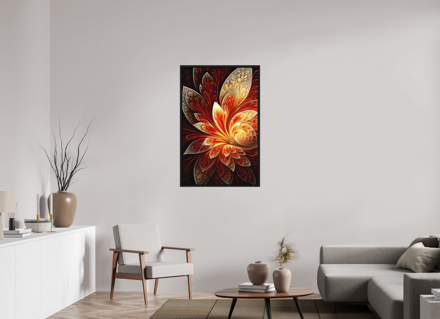 28 x 43.4″, Photo Print on Aluminum Backing with boarder Abstract Fire Flower