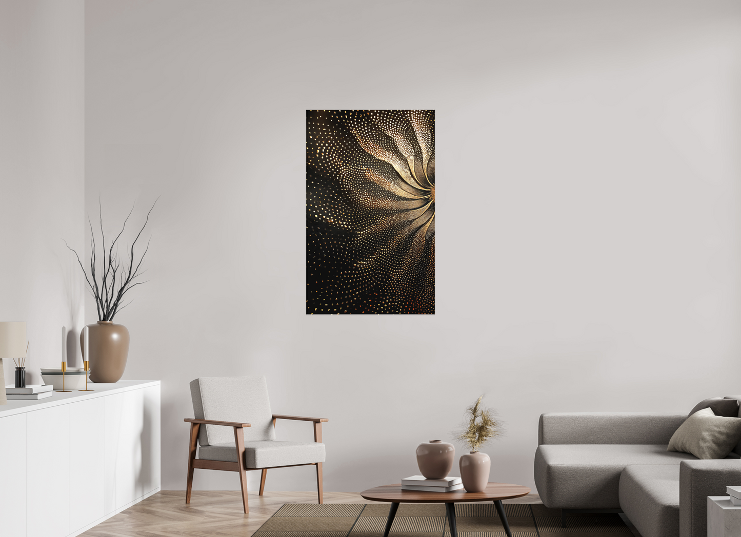 28 x 44.6″, Textile on Canvas Sunflower