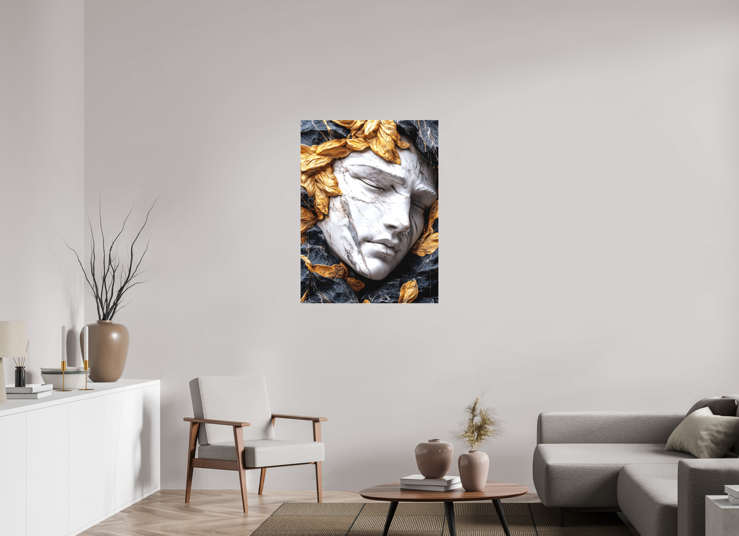 30 x 40″, Textile on Canvas Marble Face