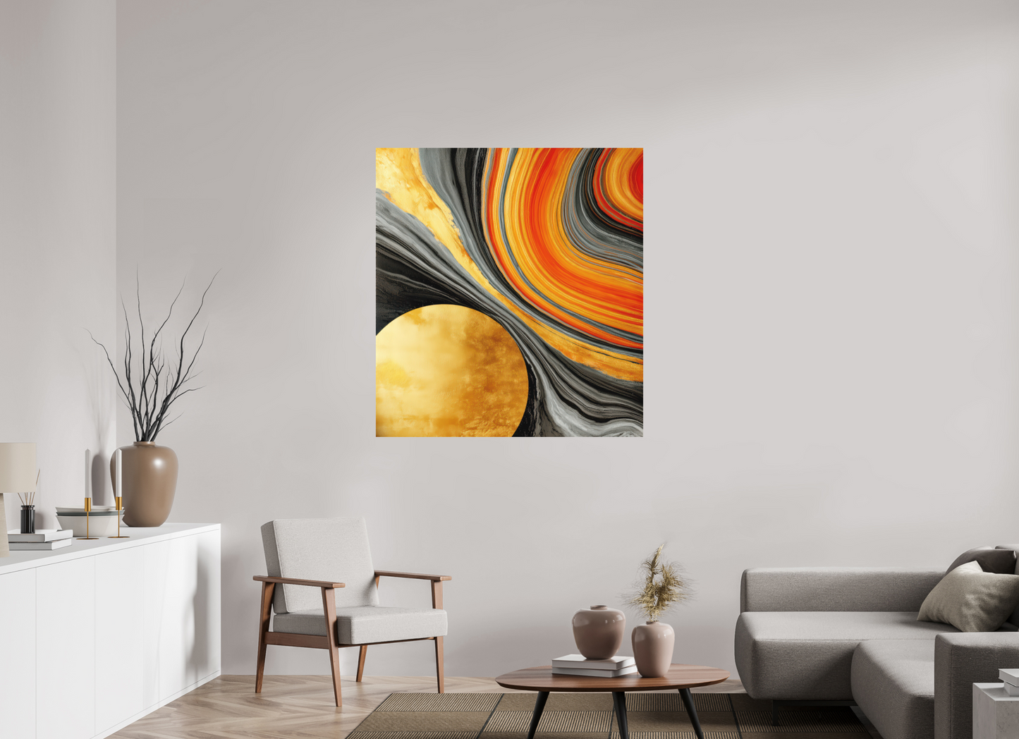 43 x 46.5″, Photo Print on Aluminum Backing Abstract Gold Geode