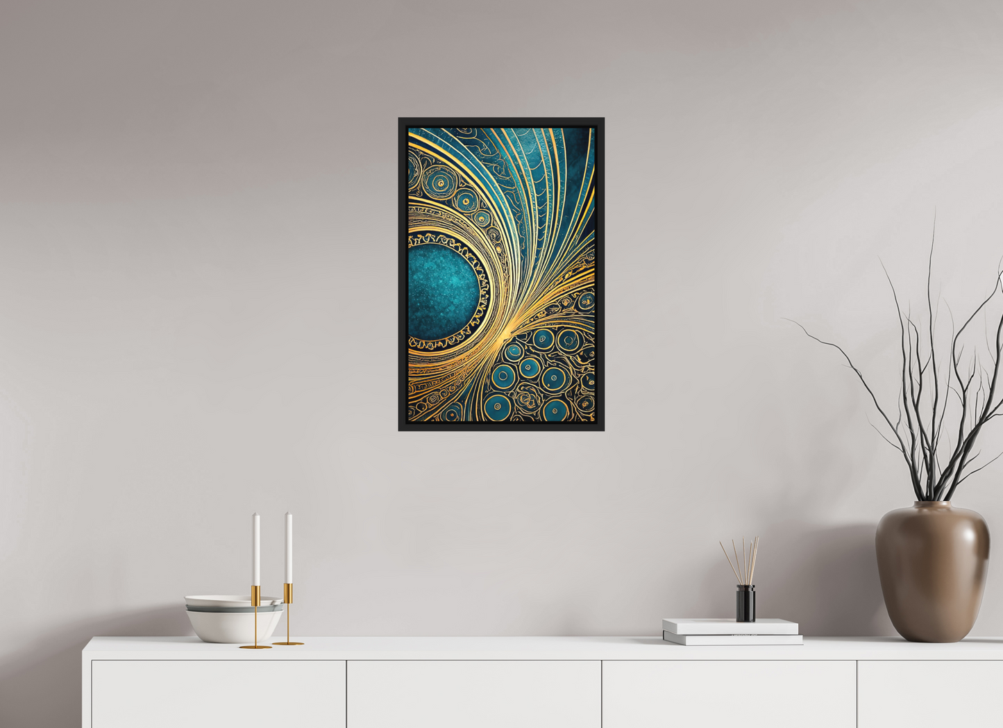 16 x 25.2″, Photo Print on Aluminum Backing with boarder Art Deco Teal 2