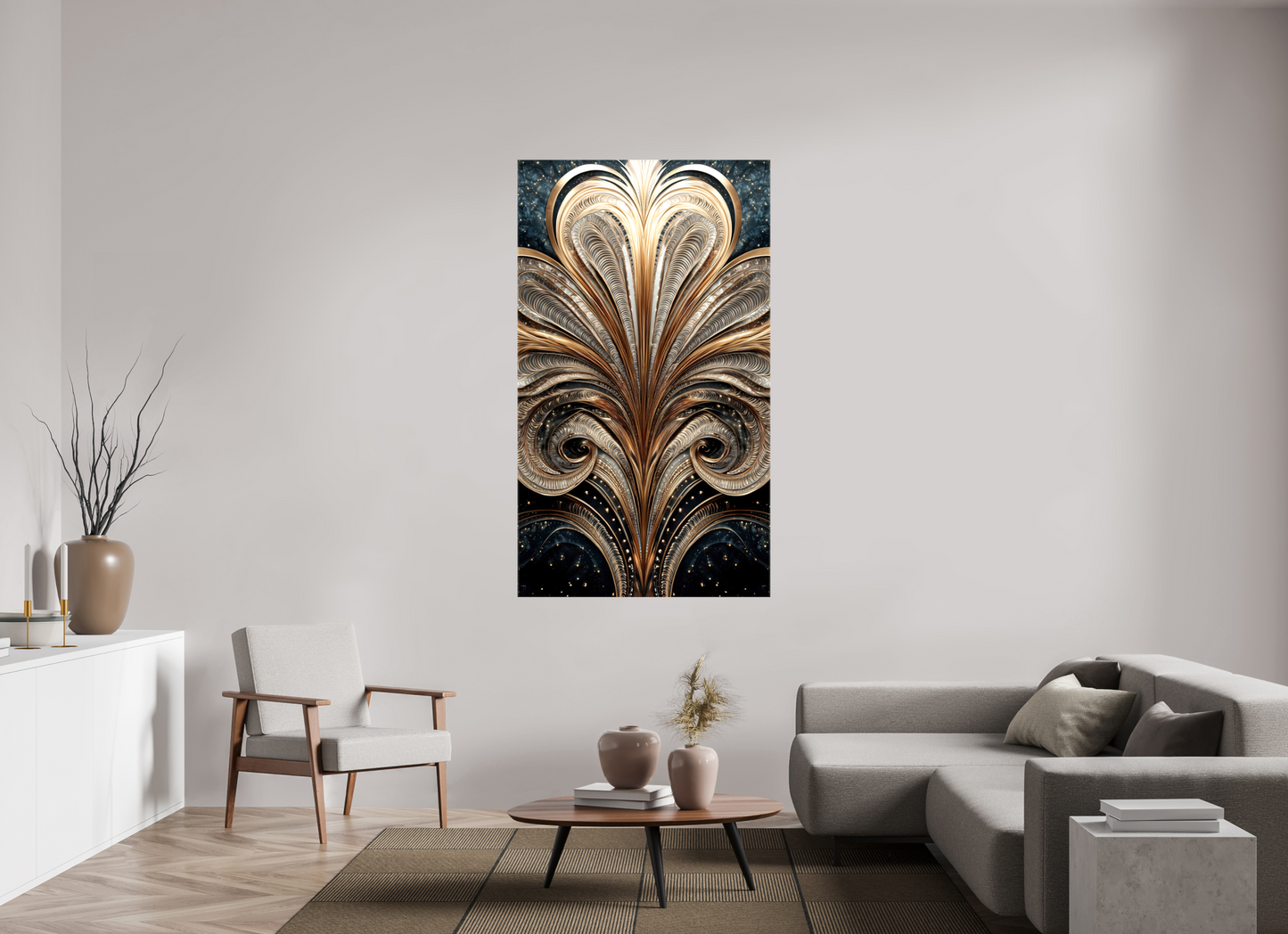 39 x 67.8″, Glossy Canvas Art Deco Abstract Flower 2