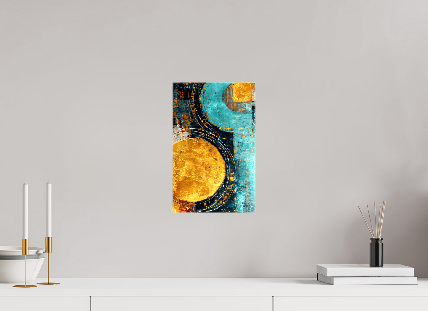 8 x 12.7″, Glossy Canvas Abstract Gold Paint 2