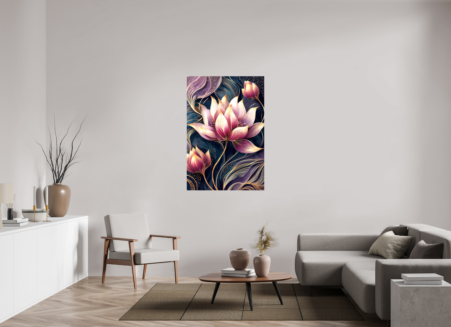 35 x 51.7″, Glossy Canvas Art Deco Purple Lotus