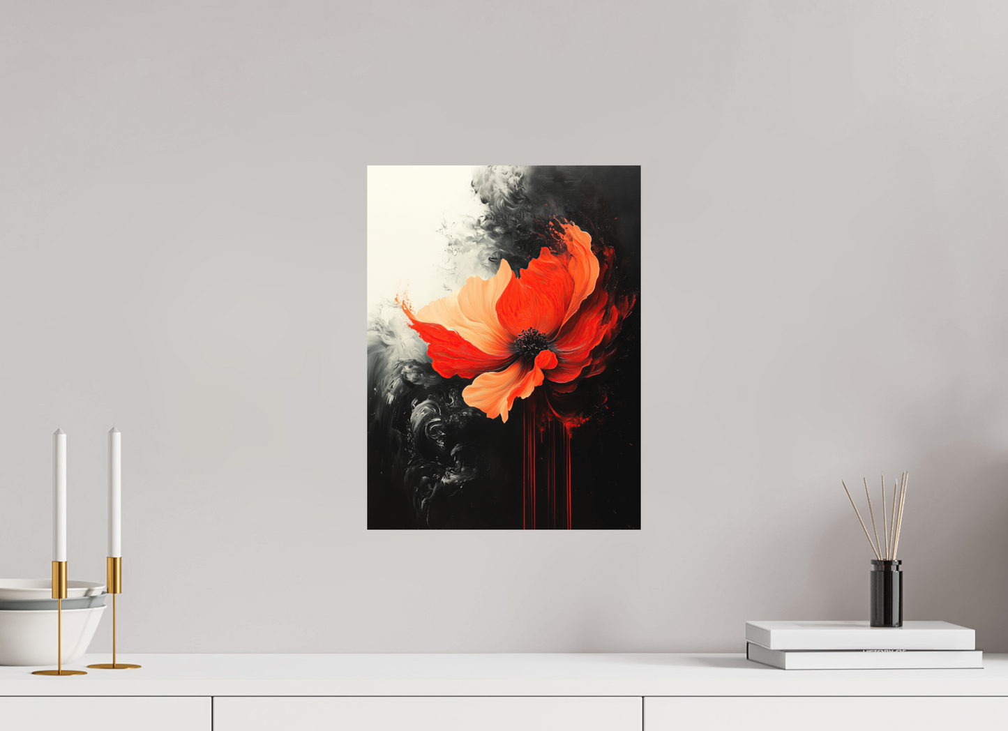 12 x 16″, Photo Print on Aluminum Backing Red Flower