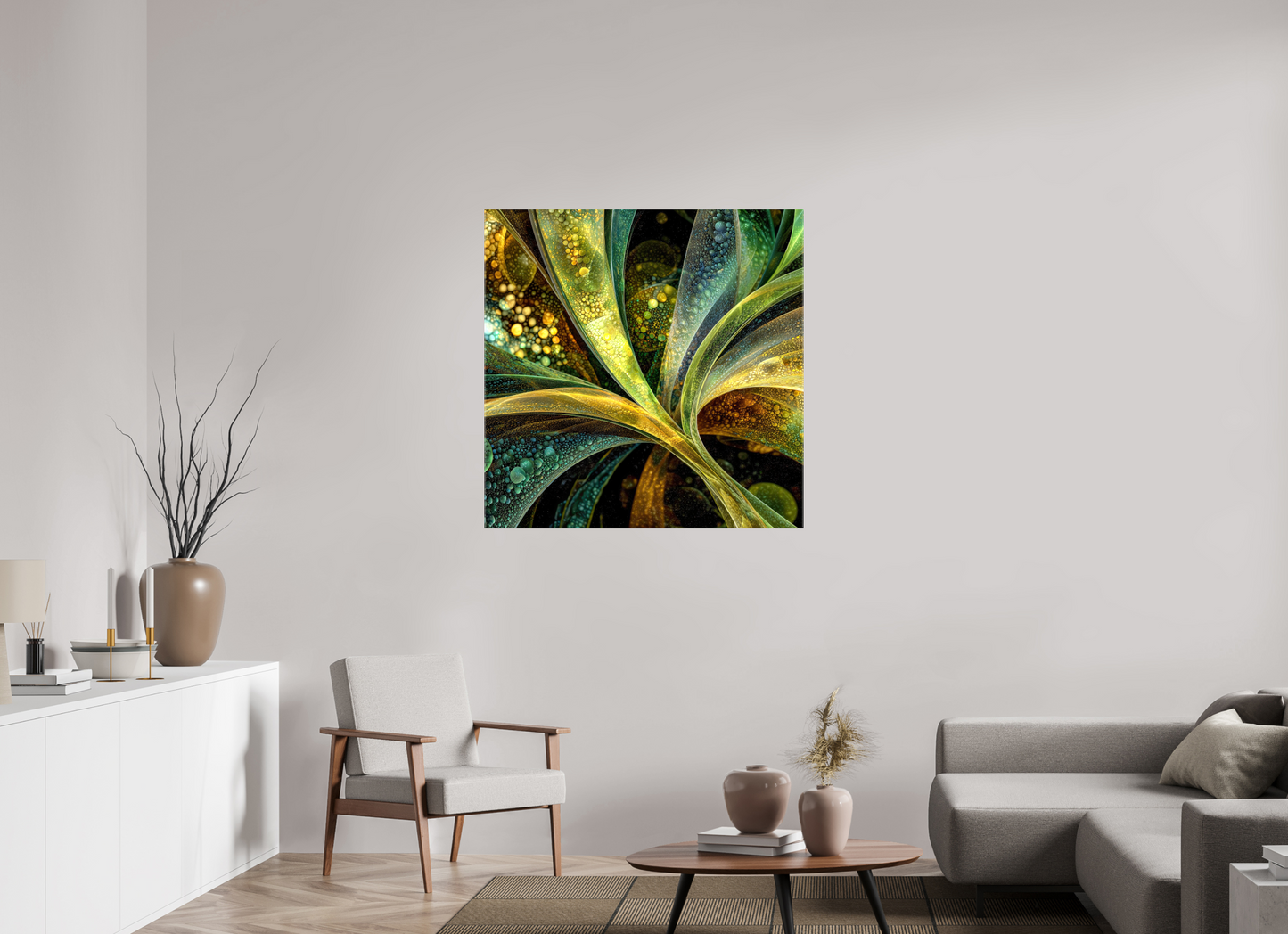 40 x 40″, Glossy Canvas Algae