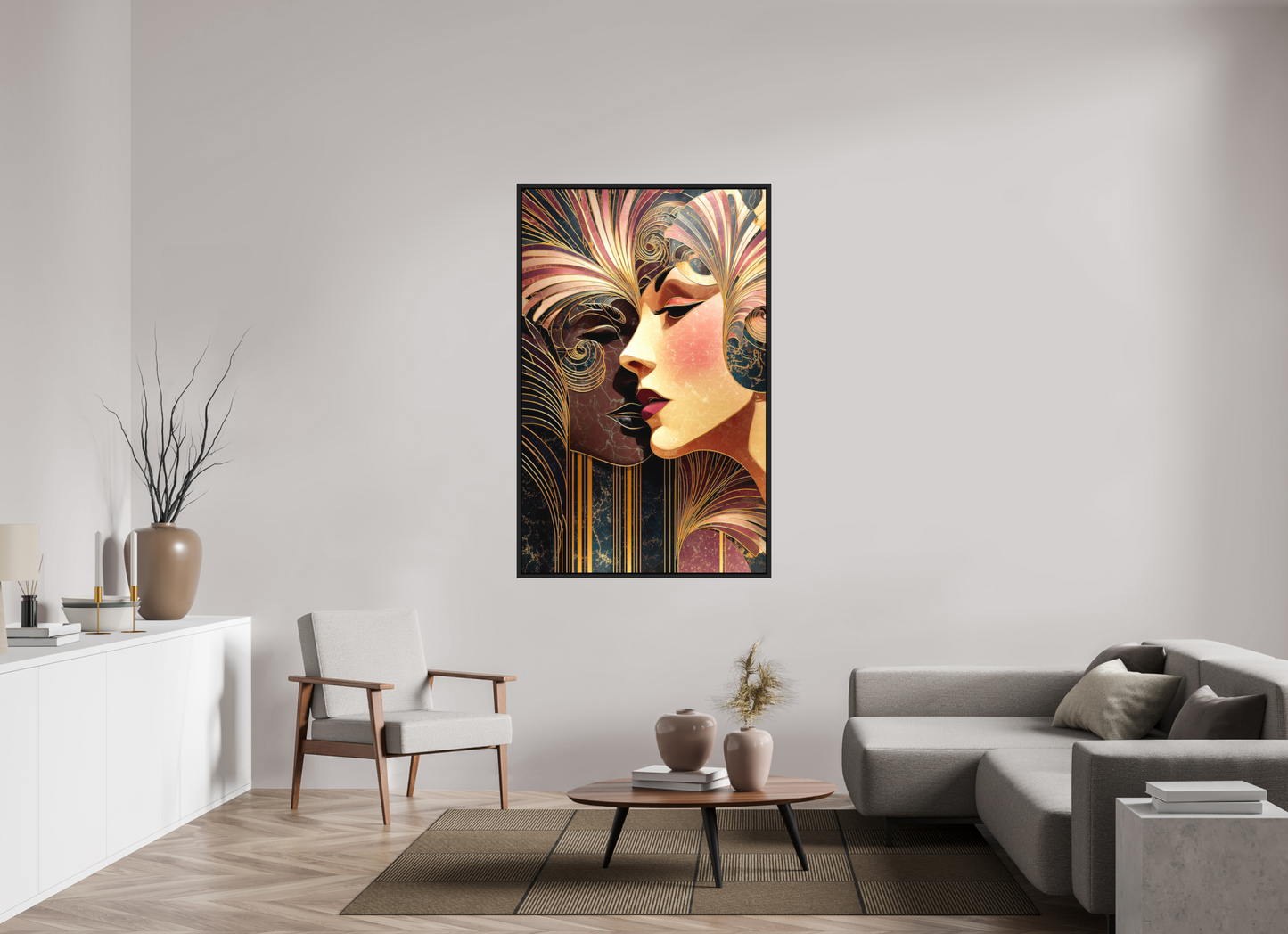 39 x 61.4″, Photo Print on Aluminum Backing with boarder Art Deco Women