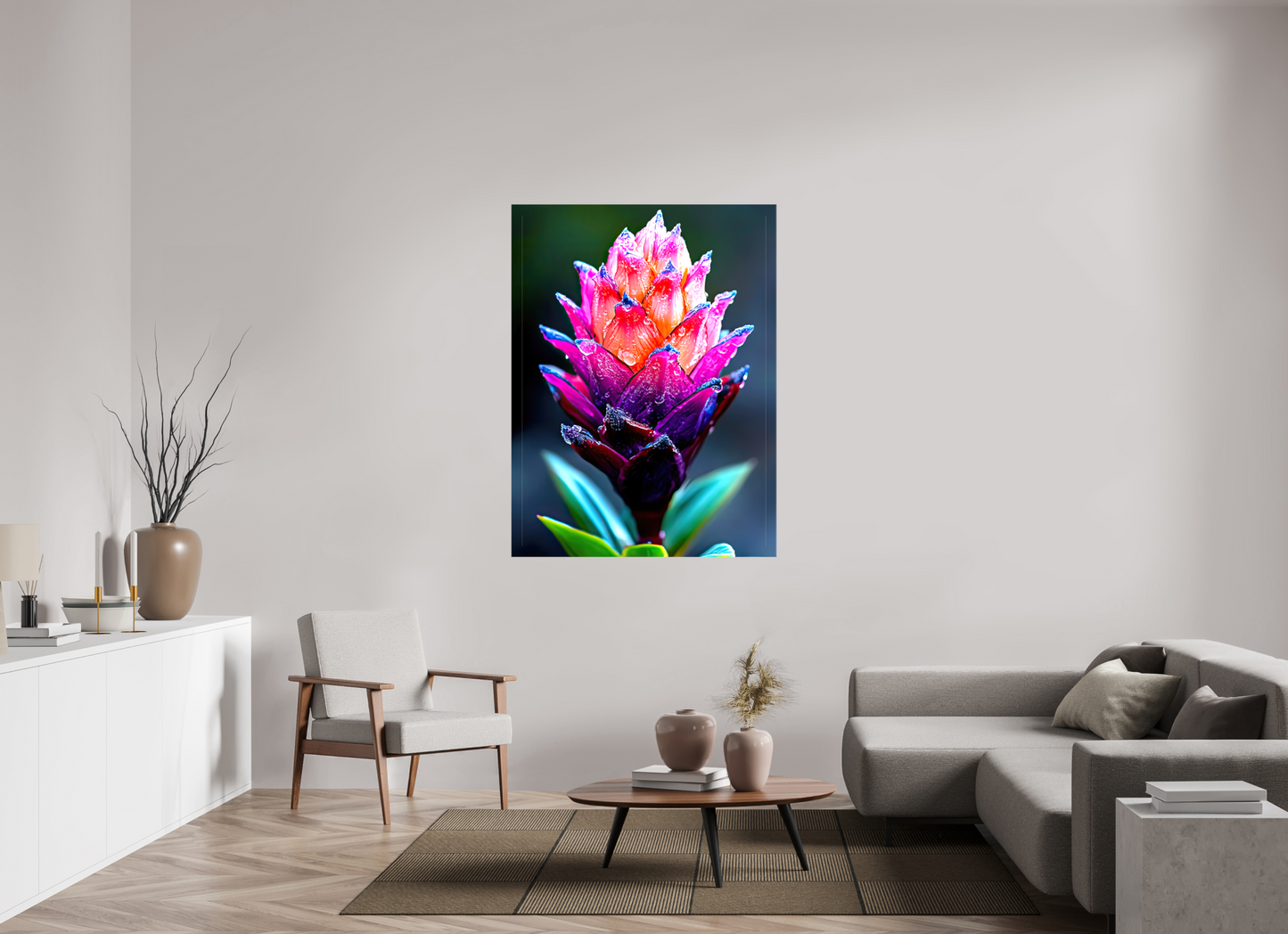 42 x 56″, Glossy Canvas Tropical Pinecone Flower