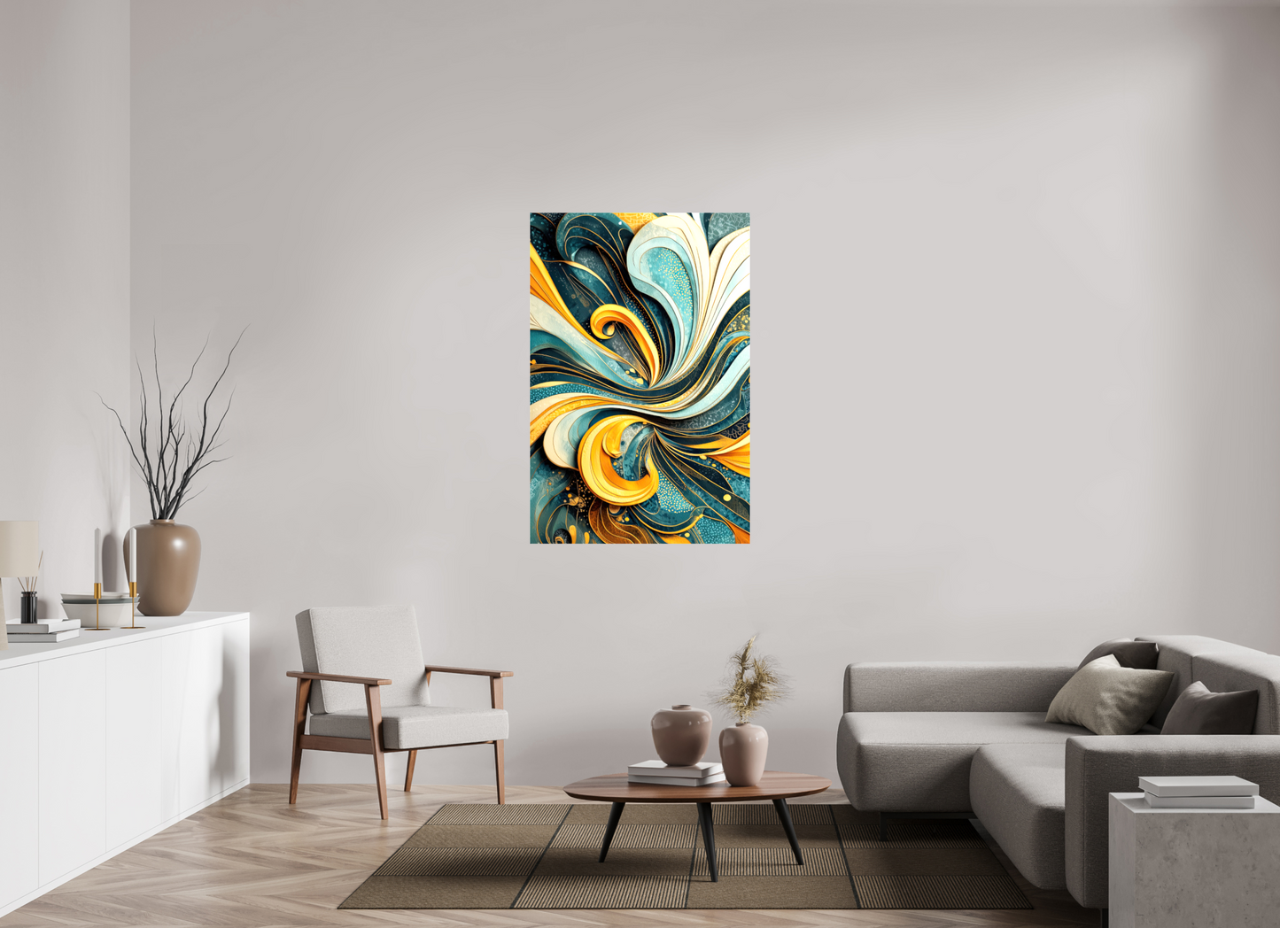 35 x 52.9″, Glossy Canvas Abstract Swirl