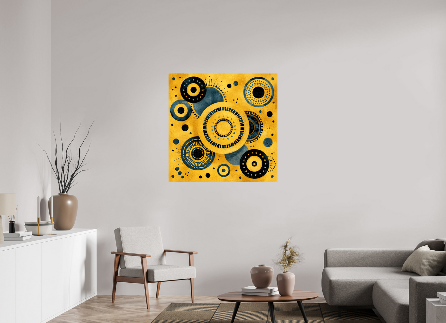 40 x 40″, Fine Art Print On Aluminum Dibond Yellow & Blue