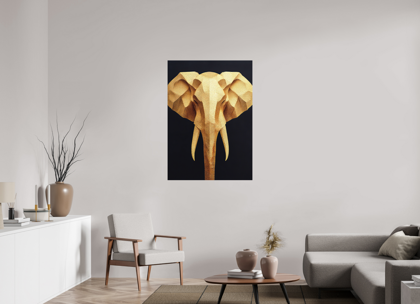 ISO A0 (84,1 x 118,9 cm), Photo Print on Aluminum Backing Gold Elephant