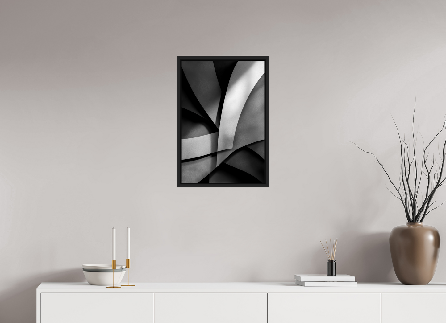 16 x 23.6″, Fine Art Print on Aluminum Dibond with Boarder Abstract B&W 3
