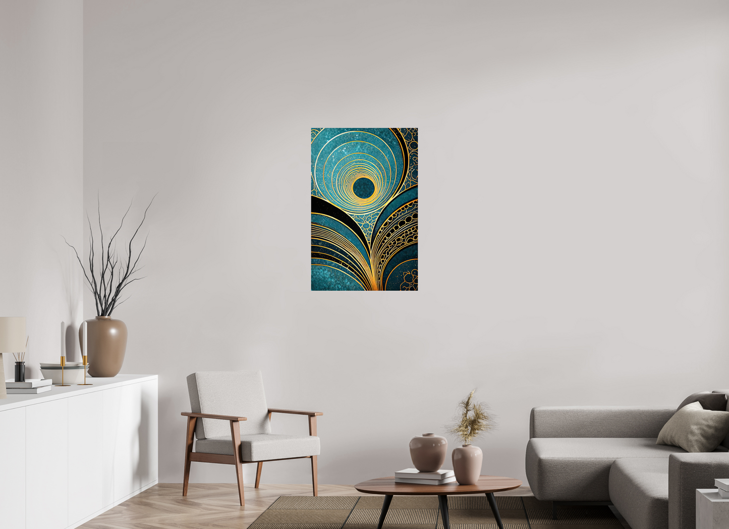 24 x 36.6″, Fine Art Print On Aluminum Dibond Art Deco Teal 1