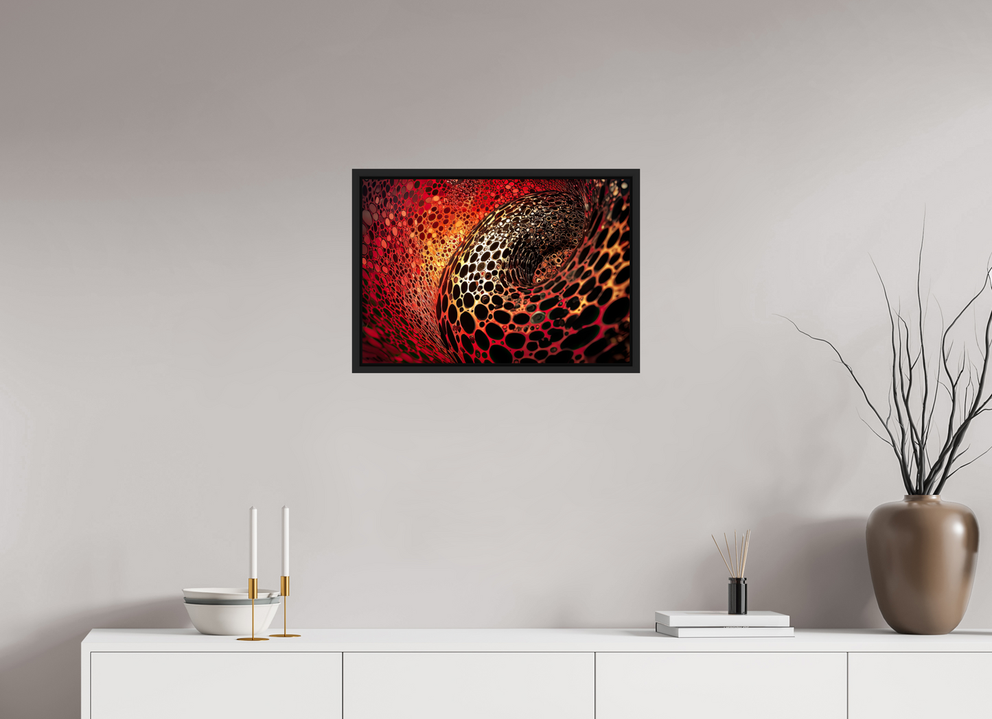 23.2 x 16″, Fine Art Print on Aluminum Dibond with Boarder Red Leopard