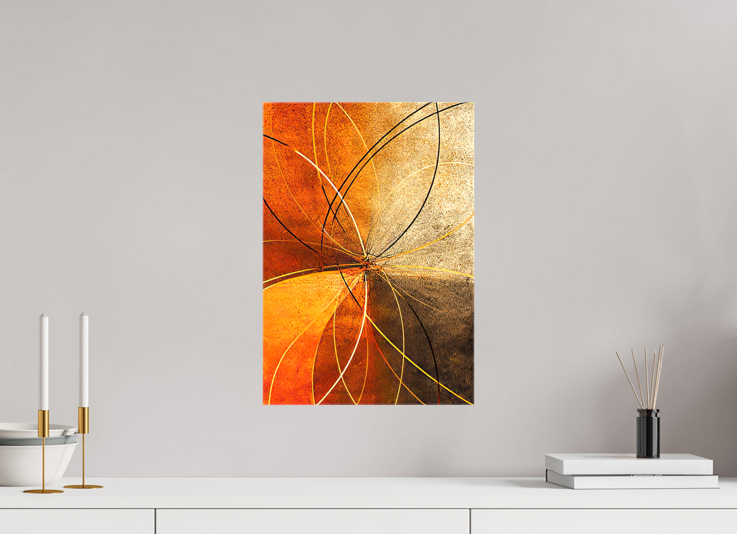 12 x 17.4″, Glossy Canvas Abstract Rust Circles