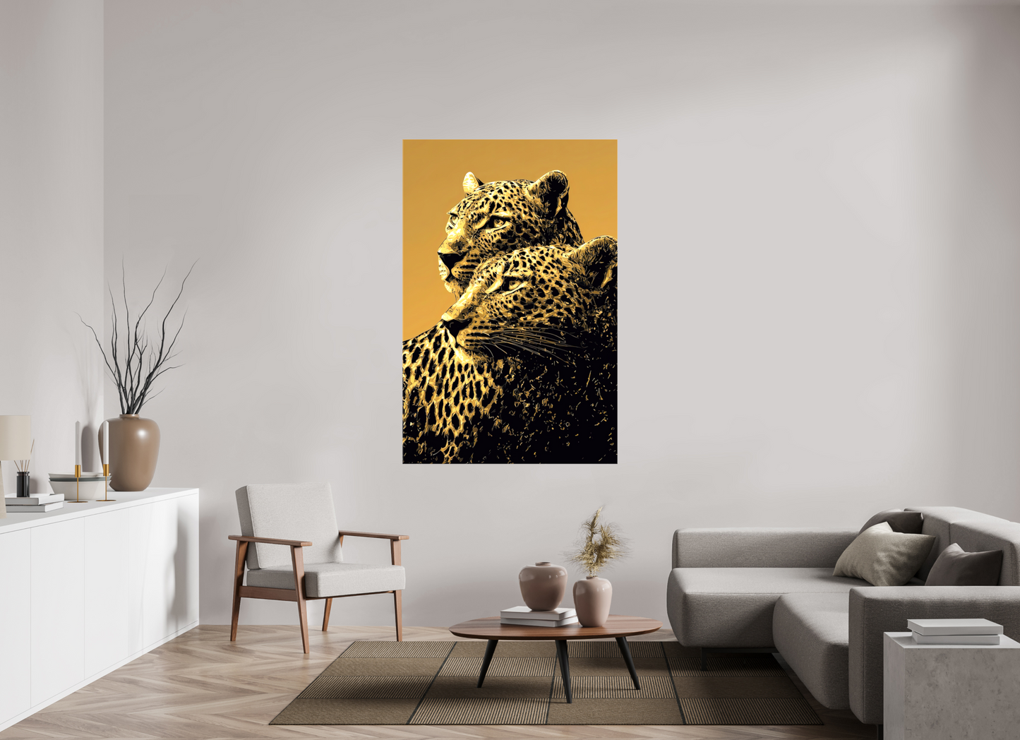 43 x 65.1″, Glossy Canvas Desert Cheetahs