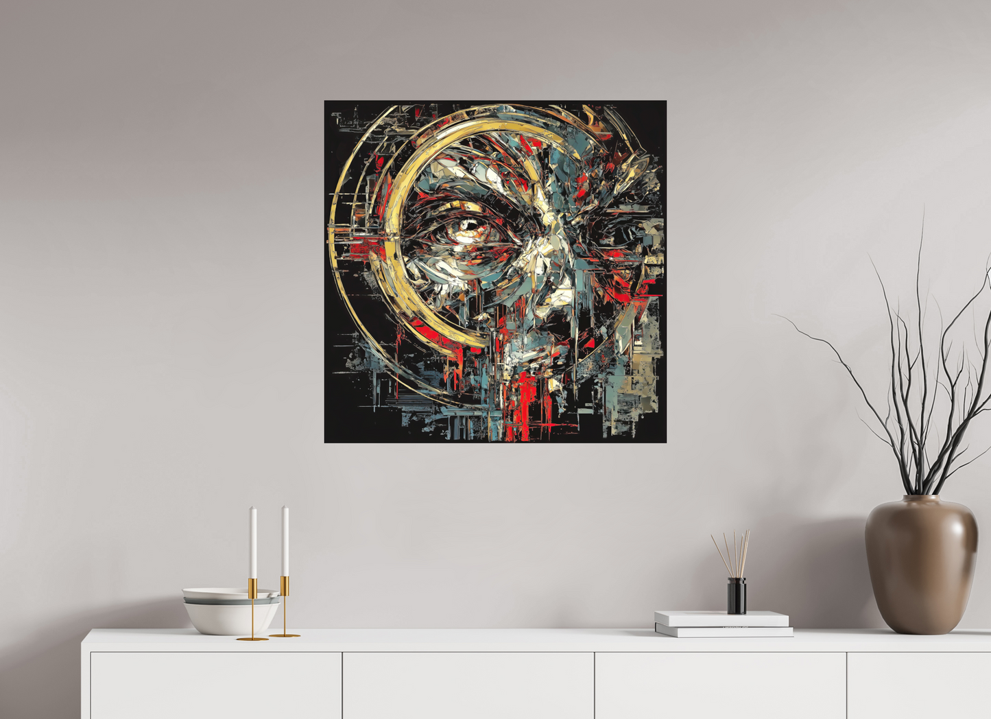 30 x 30″, Photo Print on Aluminum Backing Abstract Male Eye