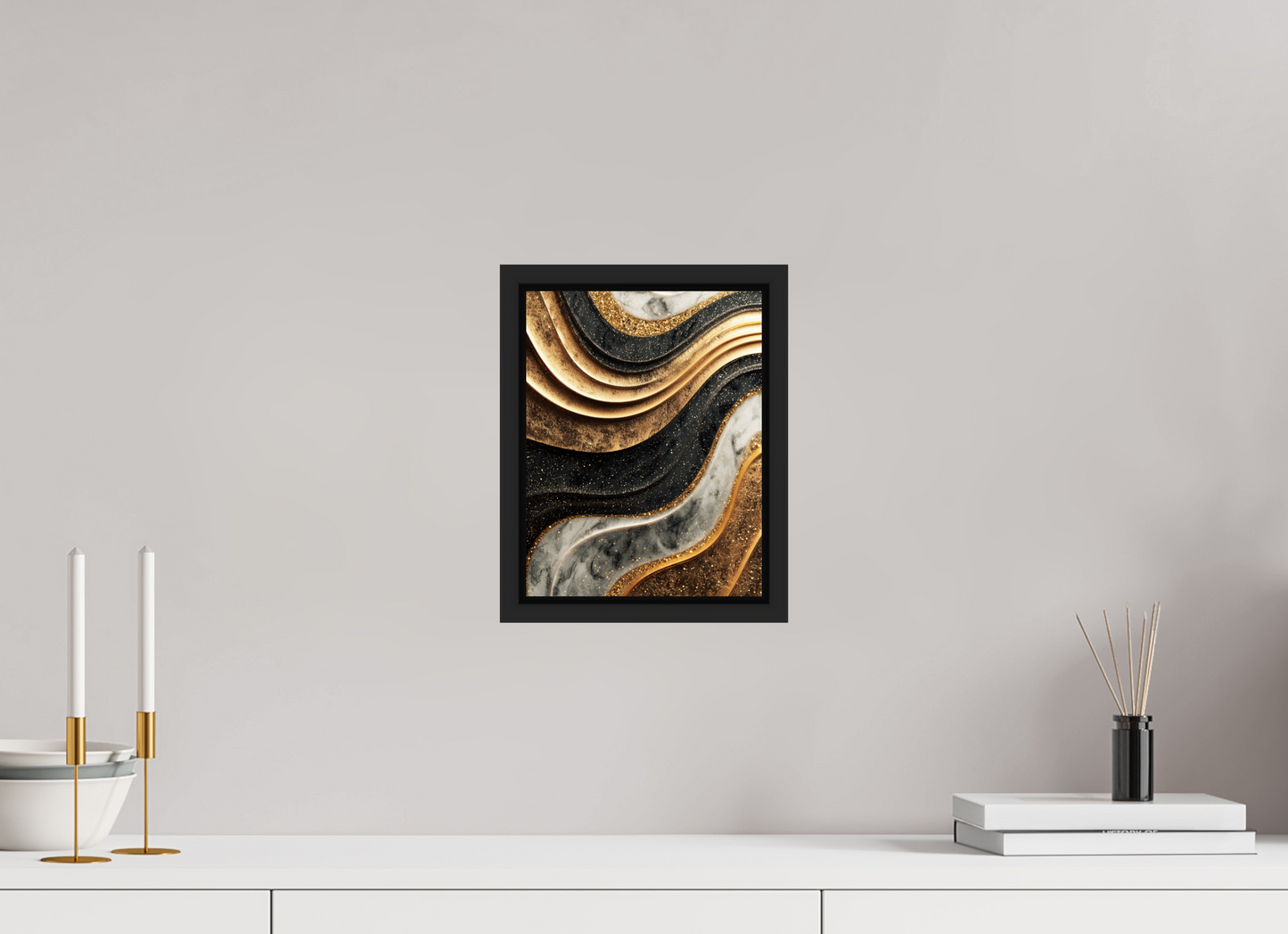 8 x 10.4″, Fine Art Print on Aluminum Dibond with Boarder Gold Marble Swirl
