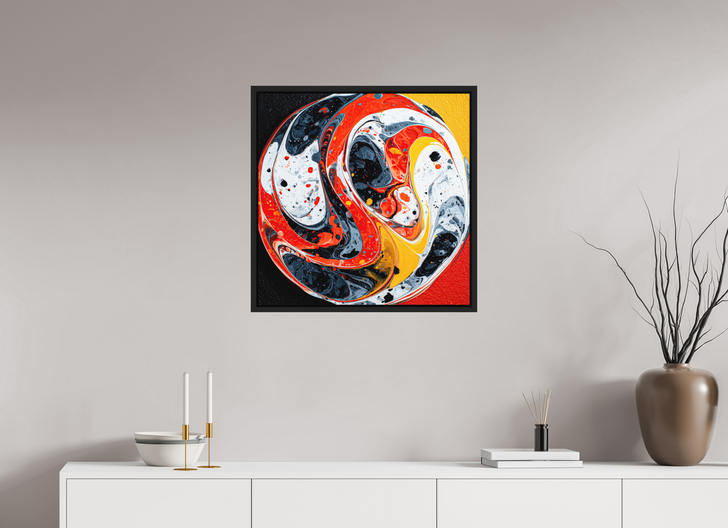 25 x 25″, Photo Print on Aluminum Backing with boarder Marble