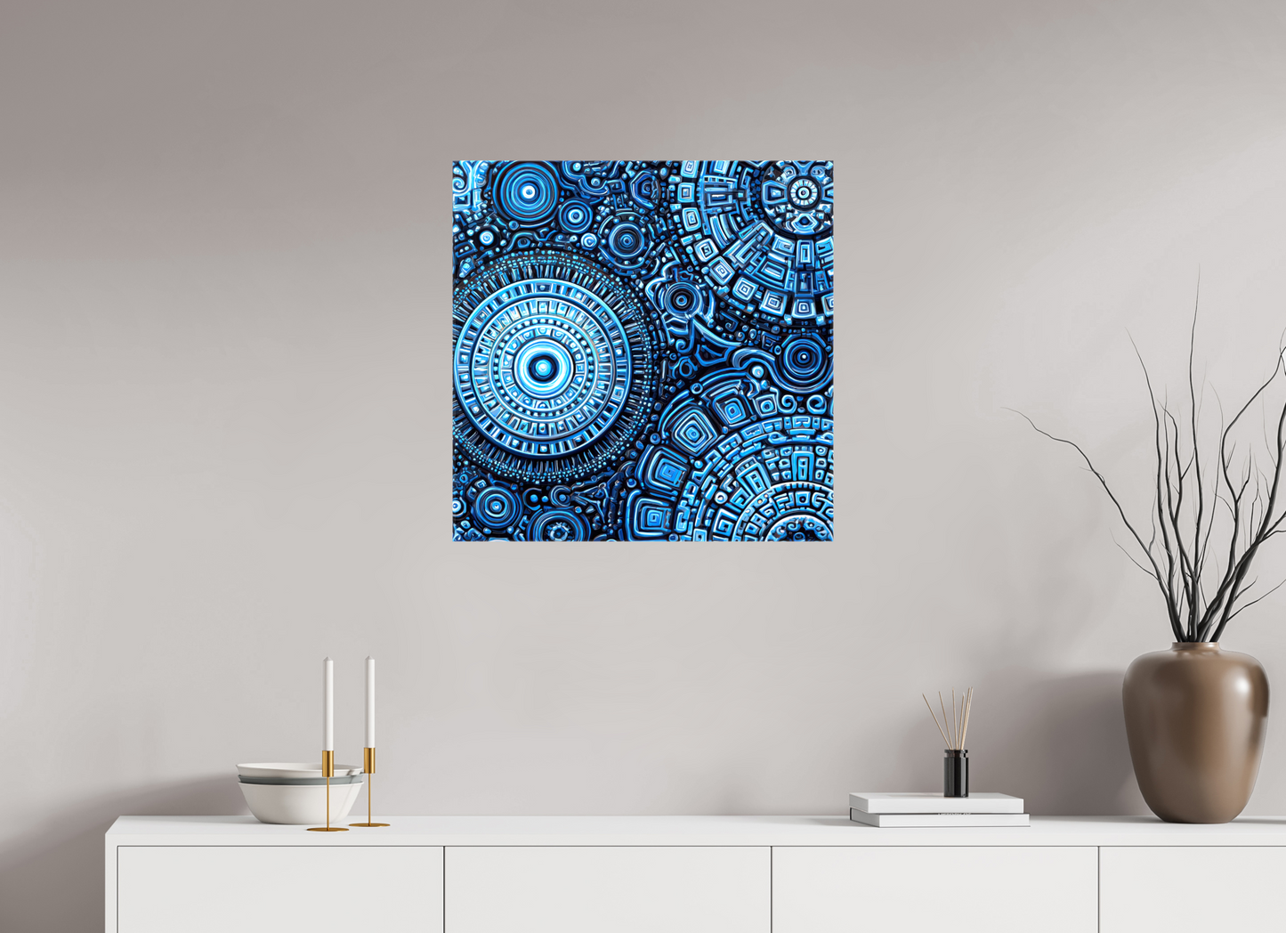 25 x 25″, Glossy Canvas Ancient Blue