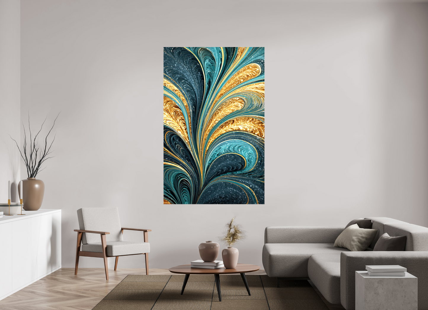 47 x 73.4″, Glossy Canvas Art Deco Swirl