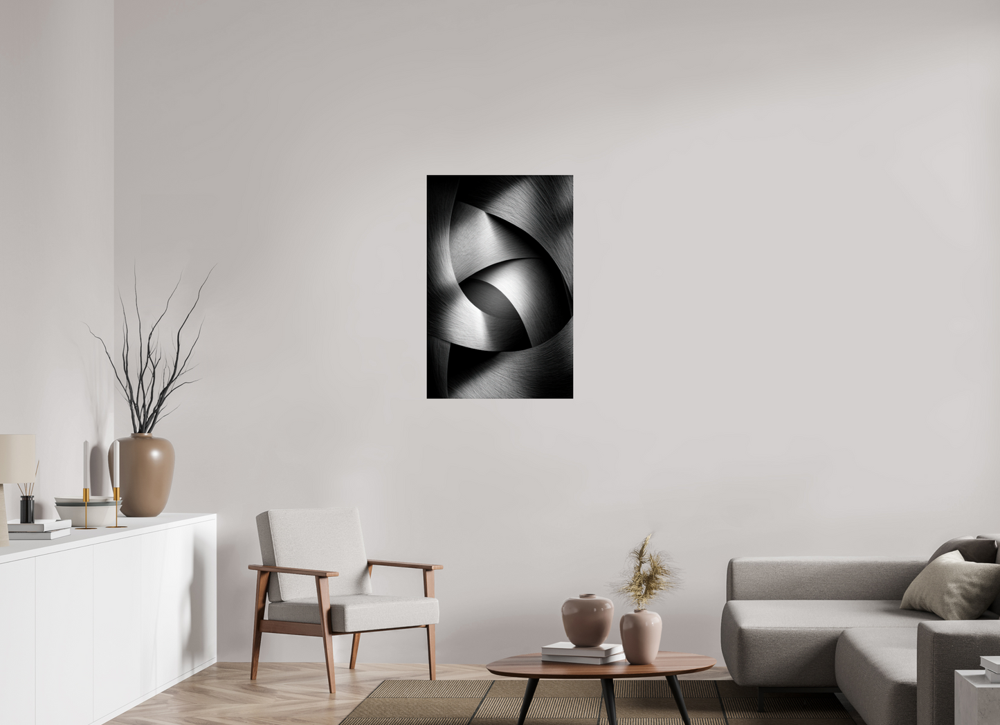 24 x 36.7″, Fine Art Print On Aluminum Dibond Abstract B&W 4