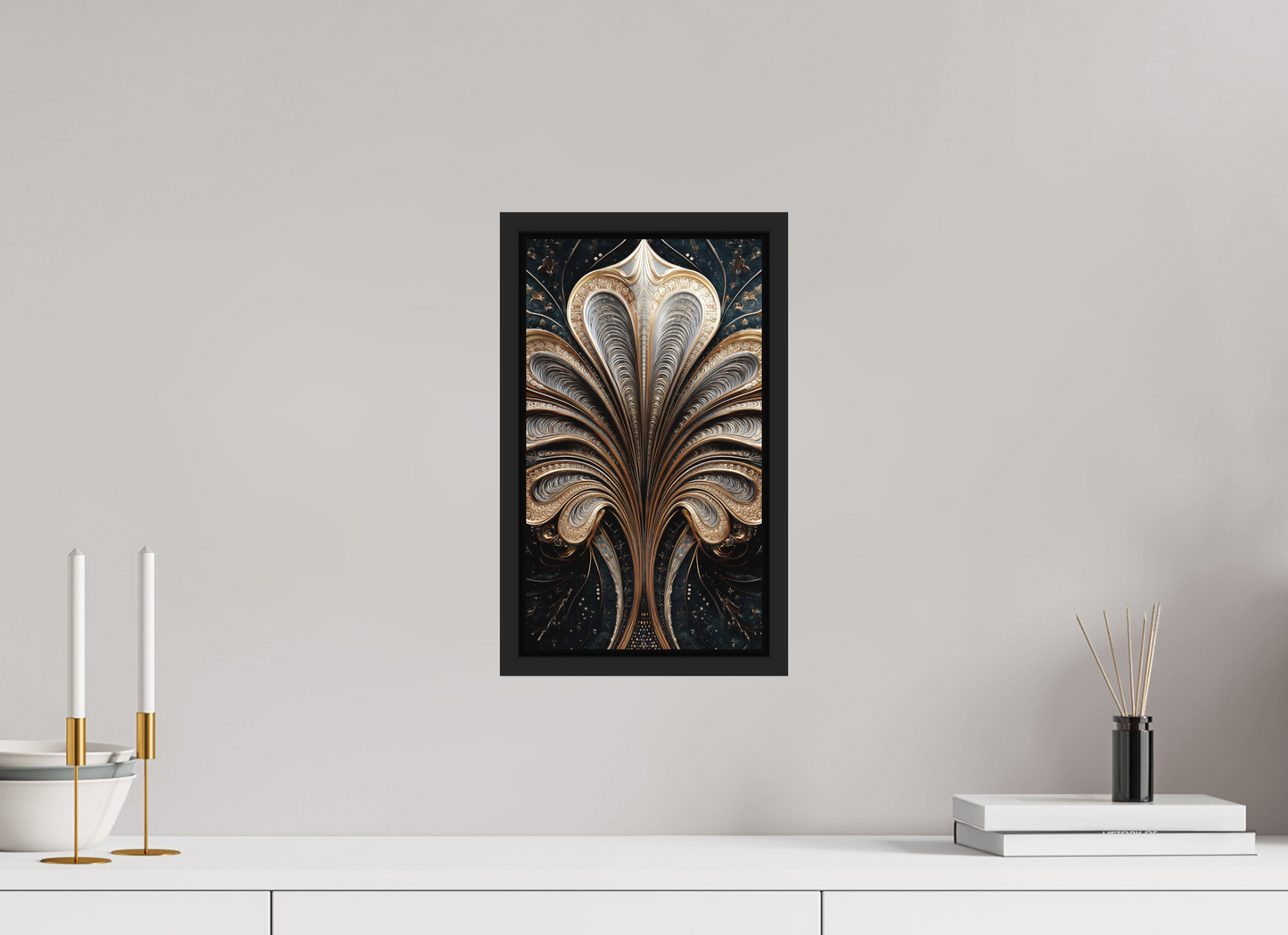 8 x 13.9″, Photo Print on Aluminum Backing with boarder Art Deco Abstract Flower 3