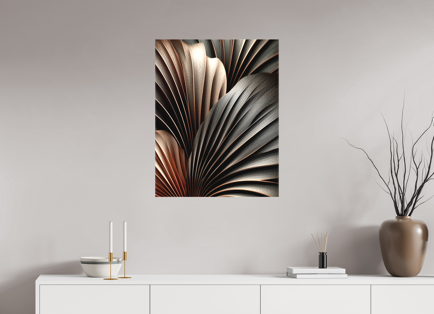 24 x 30.8″, Textile on Canvas Dark Leaves