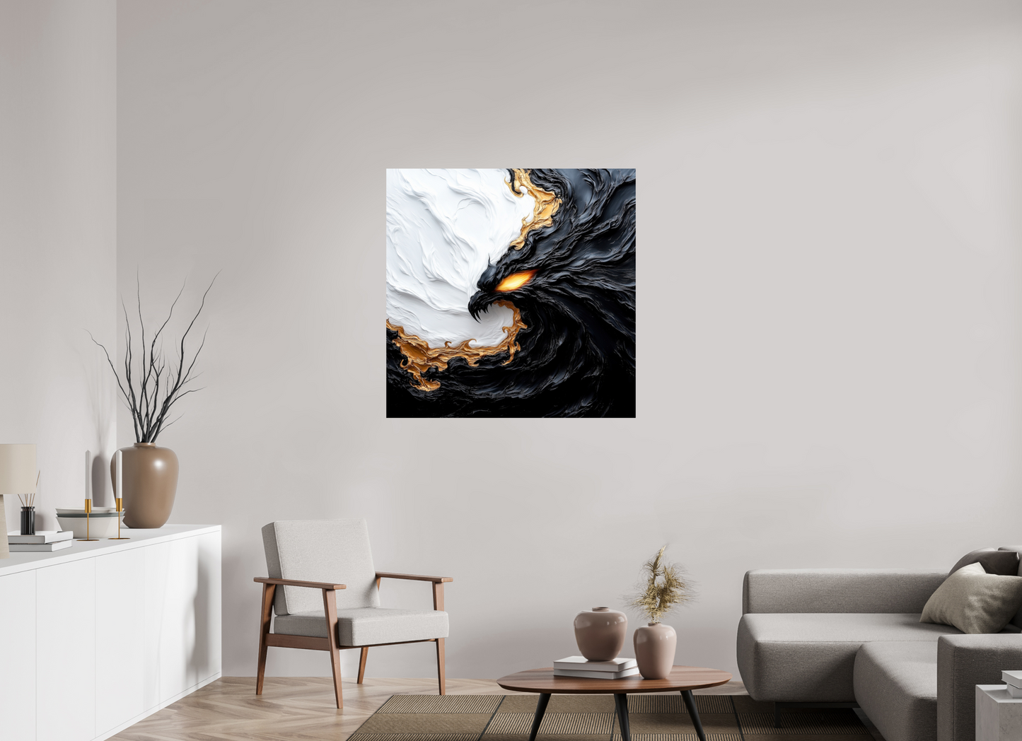 40 x 40″, Fine Art Print On Aluminum Dibond Yin Yang Bird