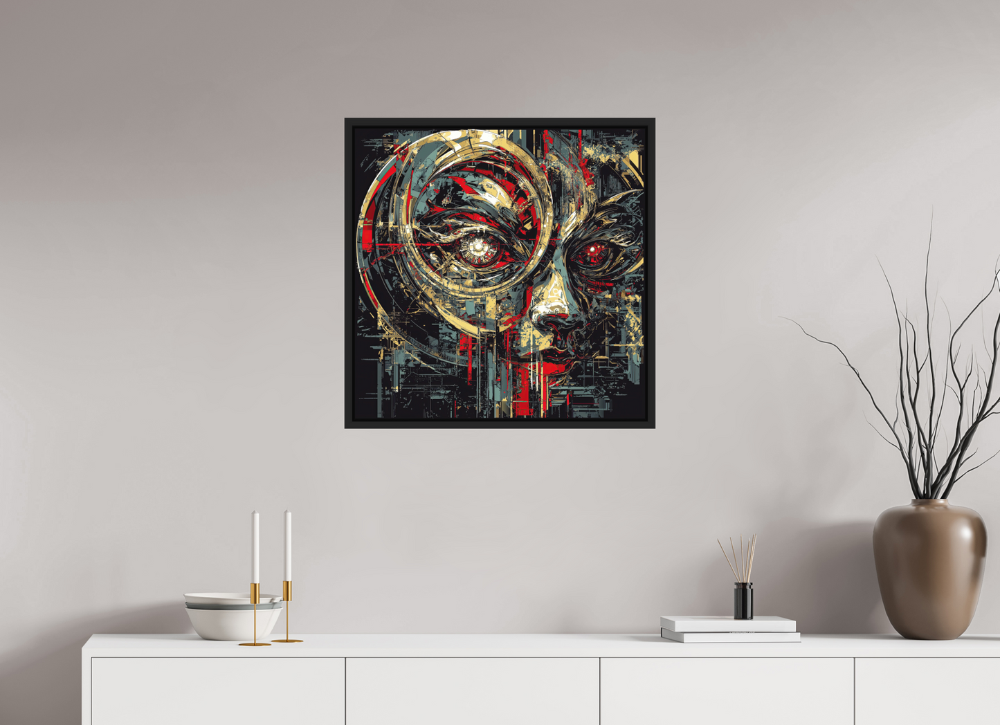 25 x 25″, Photo Print on Aluminum Backing with boarder Abstract Female Eye