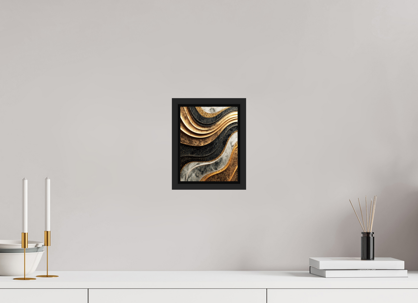6 x 7.8″, Fine Art Print on Aluminum Dibond with Boarder Gold Marble Swirl