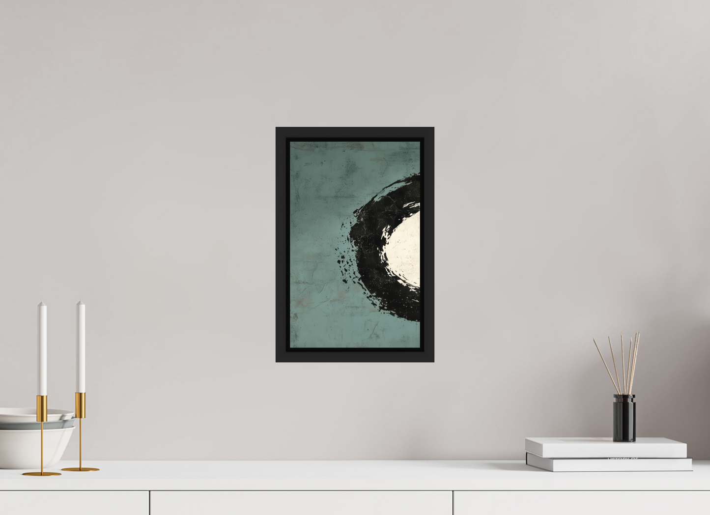 8 x 12.7″, Photo Print on Aluminum Backing with boarder Abstract Paint Brush Circle Left