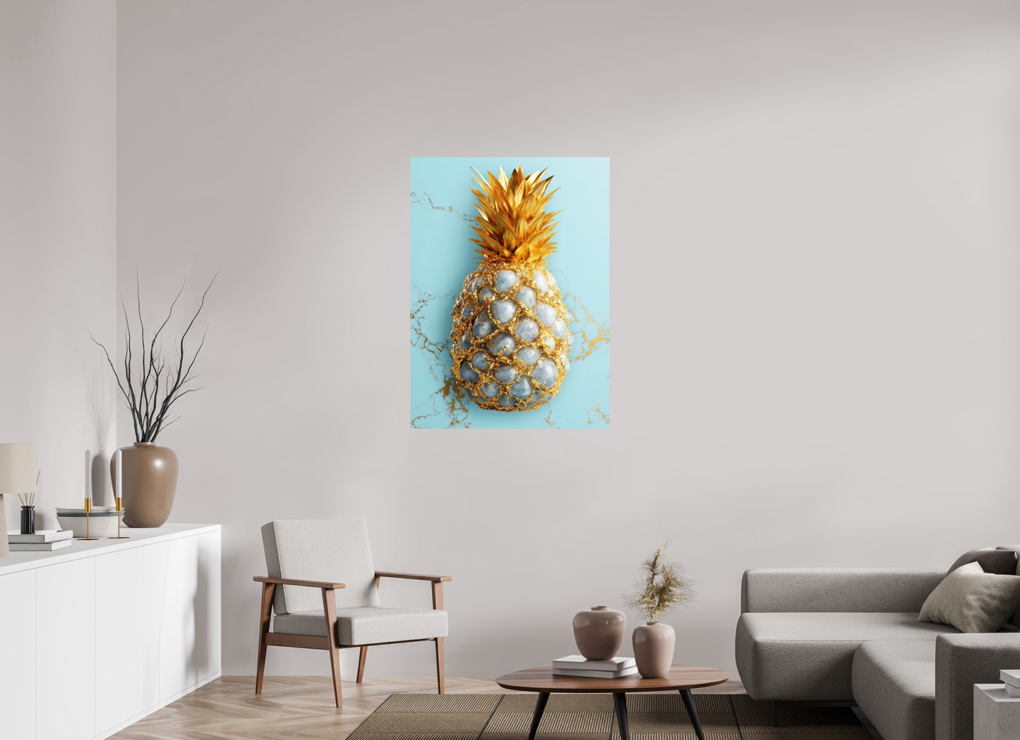32 x 43.6″, Fine Art Print On Aluminum Dibond Gold Pineapple